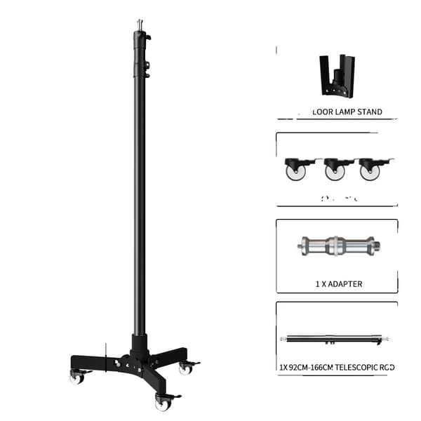 Lysstativ, teleskopisk højdejustering, nem mobilitet,183cm Model
