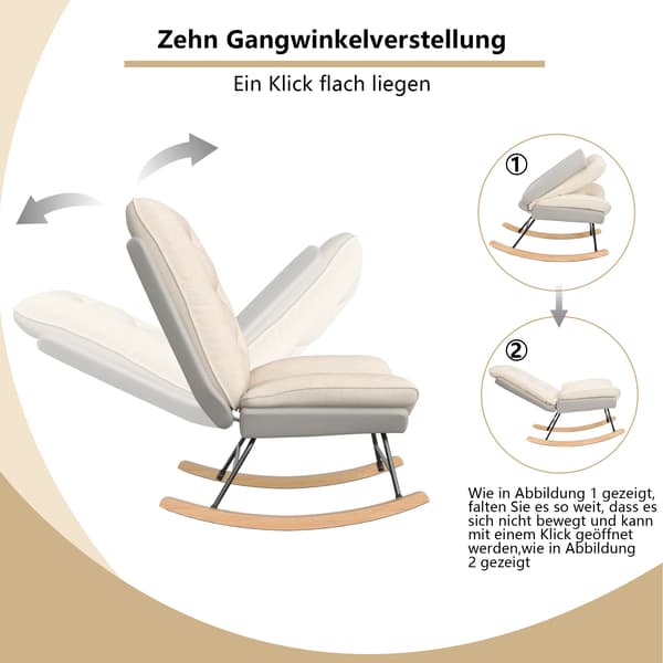 Gungstol, Justerbart Ryggstöd, Platsbesparande Design,Beige B