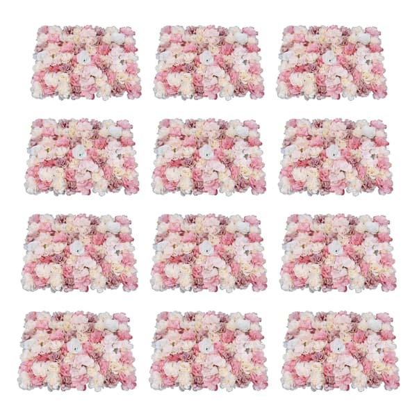 3D Blomster Vægpanel, 12 Stk, Elegant Design,Pink