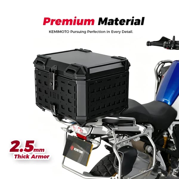 Motorcykel Topboks, Aluminium Konstruktion, 55L Kapacitet,55L Sort