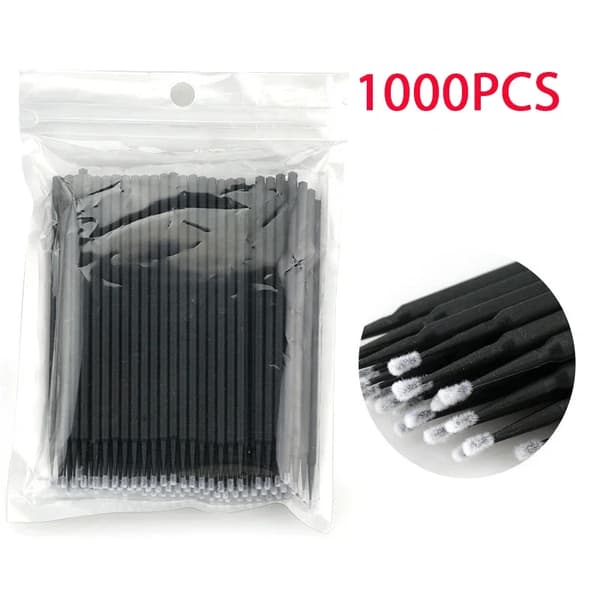 Øjenvippe Rensebørste, Bløde Mikrofiber Børster, Alsidig Brug,1000PCS Sort, Uldfiber-b