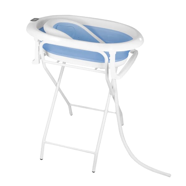 Babybadekar, Foldbart Design, Indbygget Termometer,Blå