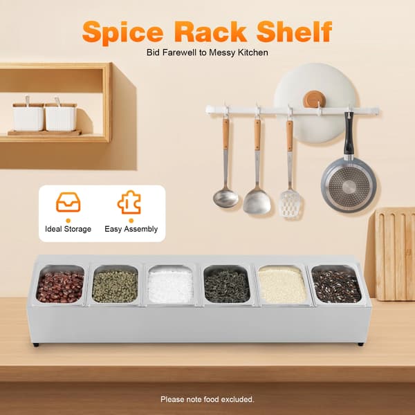 Ingrediensbeholder, Rustfrit Stål, 6 Række Design,Sølv