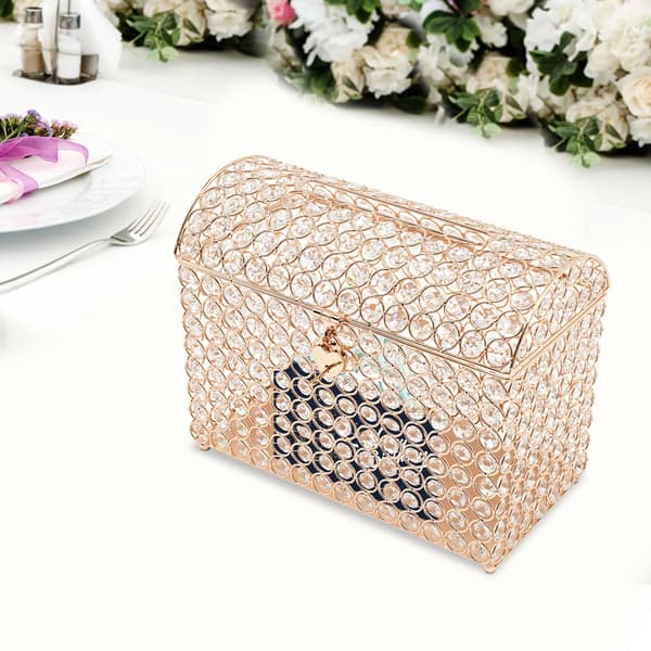 Bröllopskortsbox, Elegant Design, Hjärformad Lås,Klar Guld, M