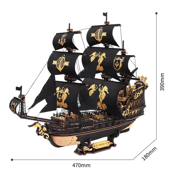 Samlingsmodel, Klassisk Tre-mast Design, Engagerende Kreativ Udfordring,Sort
