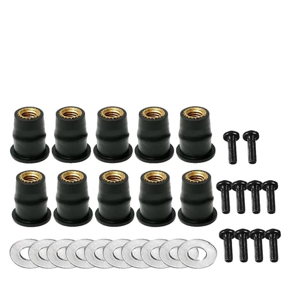 Fastenersæt, 30 Stykker, Holdbar Gummi og Messing,30Pcs M6
