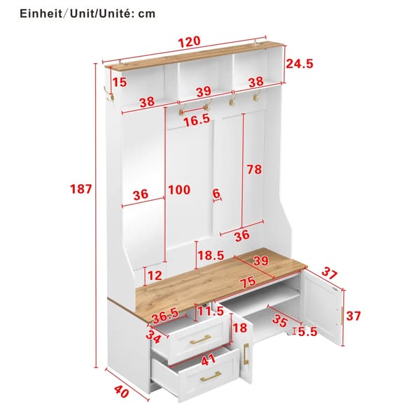 Gangskabinet, LED-belysning, Multifunktionelt design,HVID