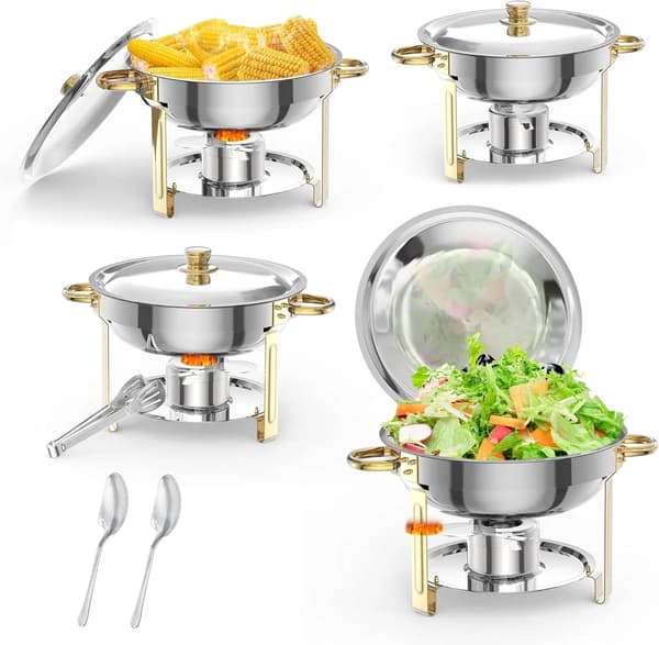 Chafing Dish Set, Rostfritt Stål, 5-Quart Kapacitet,4st