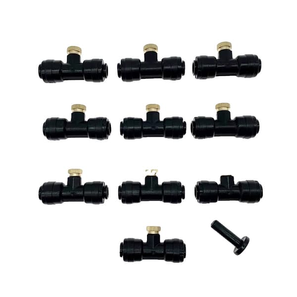 Misting Dyser, Hurtig Adgang Tee Connector, Holdbar Messing Konstruktion,10stk 0.1mm sort