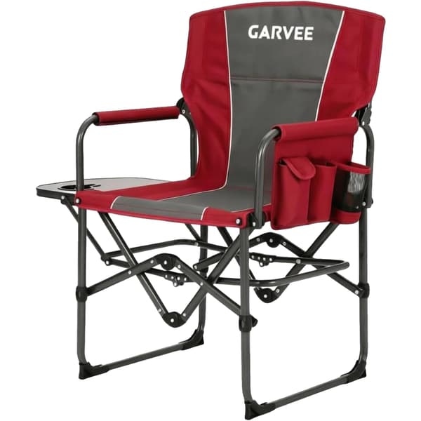 Sammenklappelig Stol, Robust Ramme, Integreret Sidebord,Rød