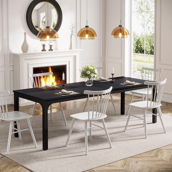 Spisebord, Plads til 6-8 Personer, Rustik Industriel Stil,Sort