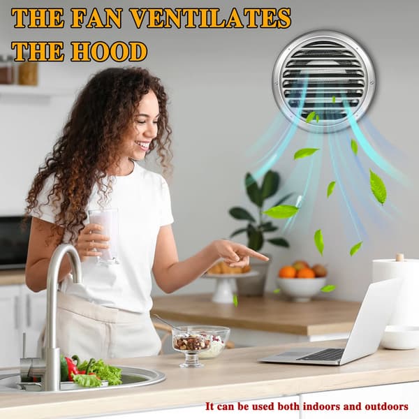 Ventilationsgitter, 304 Rustfrit Stål, Nem Installation,150mm, sort