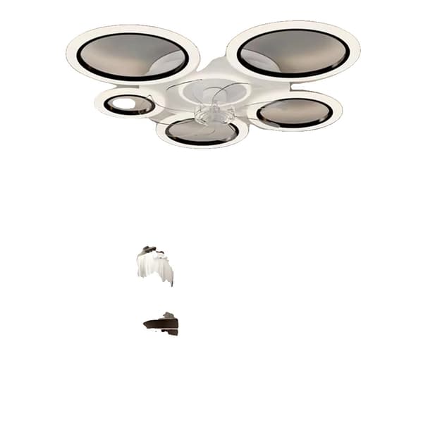 Loftventilator, 6 hastighedsindstillinger, justerbar LED-belysning,sort