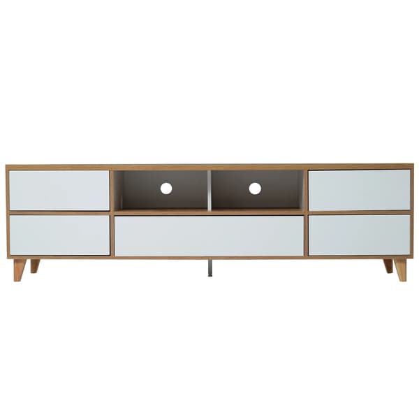 TV-bänk, Modern Design, Gott om Förvaring,Vit + Trätoner