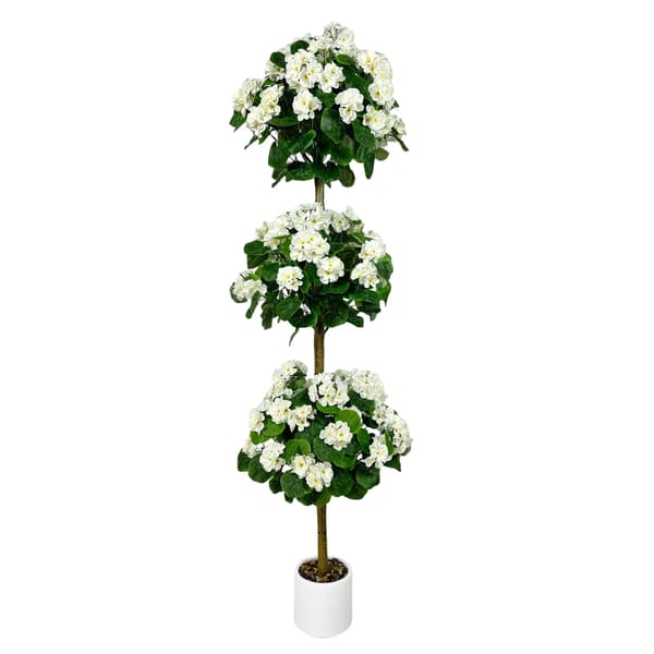 Kunstig Geranium, Livsstørrelse Design, Holdbart Materiale,Hvid