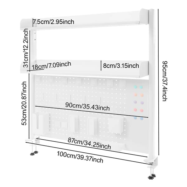 Skrivbordsorganisatör, Högdensitets MDF, Kolfiberstål, 100 cm x 95 cm, Montering krävs, 7,5 kg viktkapacitet