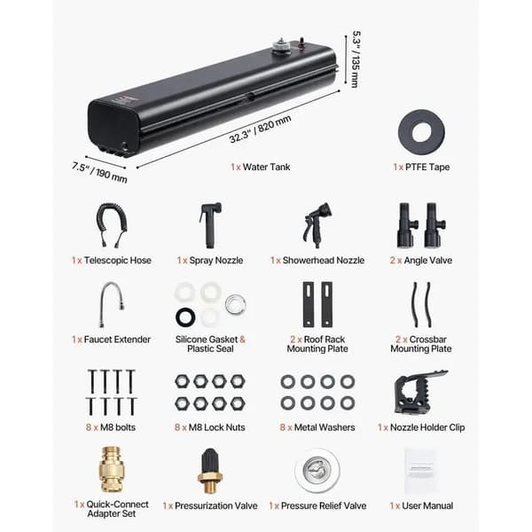 Vattentank, 15L kapacitet, aluminiumkonstruktion, Silver