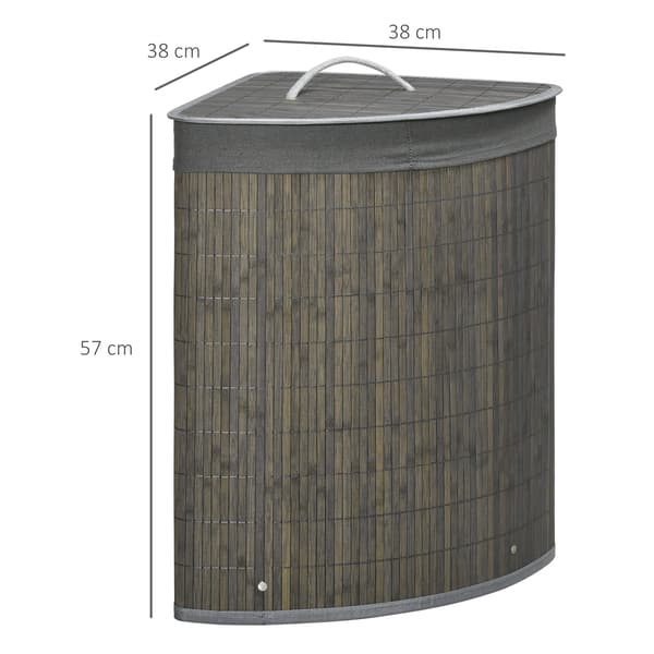 Bambu Tvättkorg, 55L Kapacitet, 38 x 38 x 57 cm Mått, Polyester/Bomullsfoder, Ventilationshål, Mångsidig Förvaring