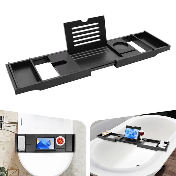 Badekar Tray, Udvidelig Design, Moderne Æstetik,Sort