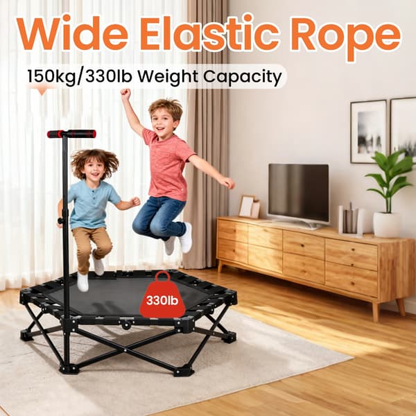 Rebounder Trampolin, Foldbart Design, Sikker Hoppeoplevelse,sort