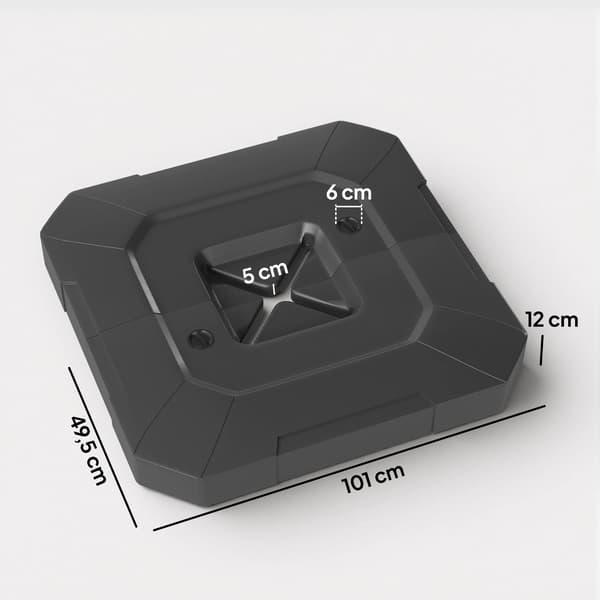 Parasolfod, HDPE-materiale, fyldbar vægtstøtte,sort