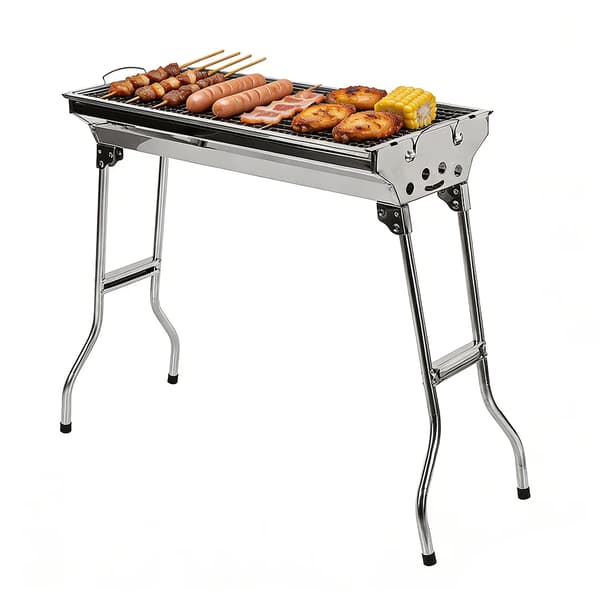 Bärbar Grill, Rostfritt Stål, Fällbar Design,Silver