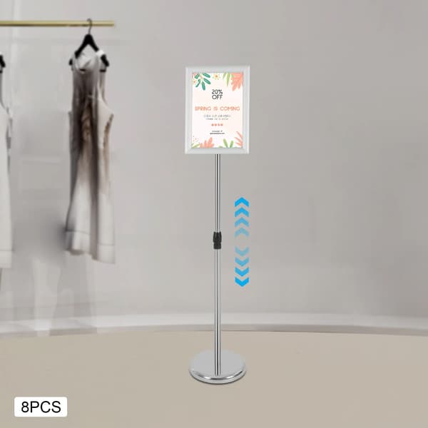 Reklamestander, Justerbar Højde, Holdbart Design,Sølv