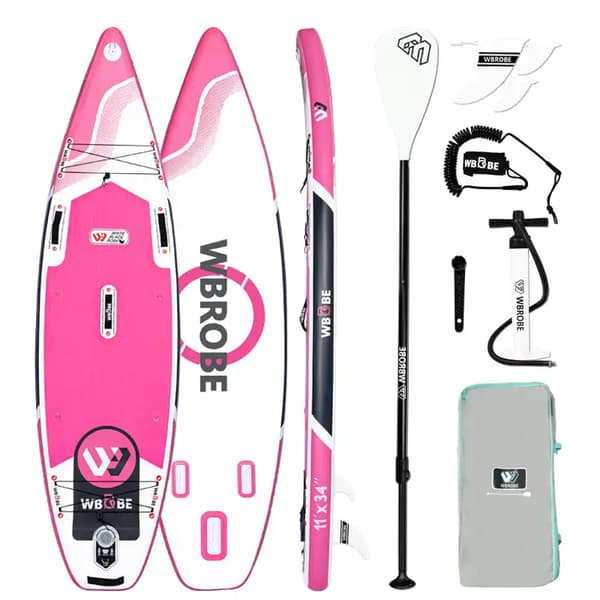 Oppustelig Paddle Board, Letvægtsdesign, Fuldstændig med Tilbehør,Pink