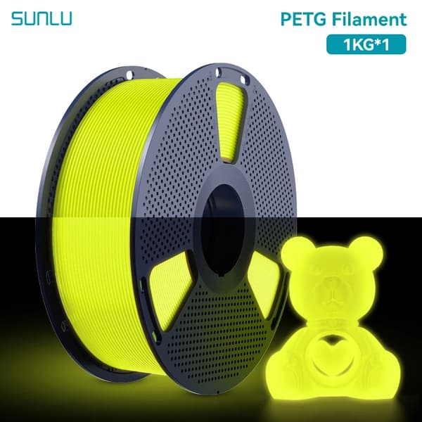 3D-printfilament, selvlysende, PETG-materiale,PETG lysende gul