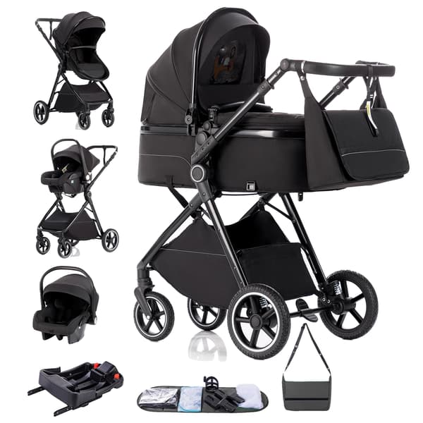 Babybärare, vikbar design, lätt och resevänlig, V8-SVART-ISOFIX BAS