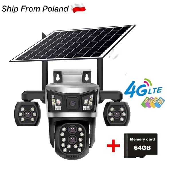 Solkamera, 4G LTE, Nattesyn,CCTV tilføj 64GB