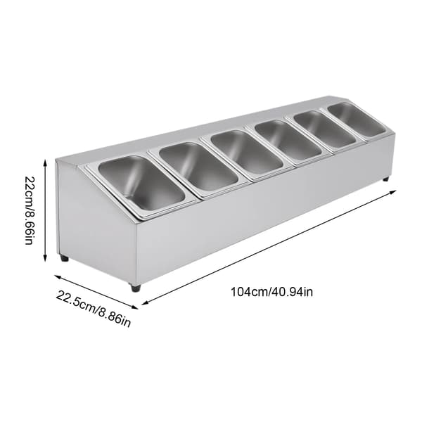 Ingrediensbeholder, Rustfrit Stål, 6 Række Design,Sølv