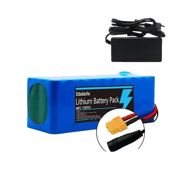 Litiumjonbatteripaket, 100Ah kapacitet, 48V spänning, XT60-DC-laddare