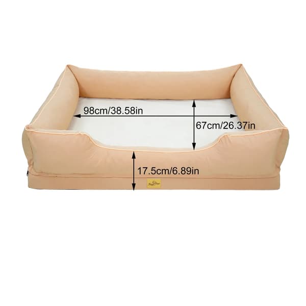 Hundbädd, Vattentät Foder, Avtagbart Överdrag,3XLBeige Gul