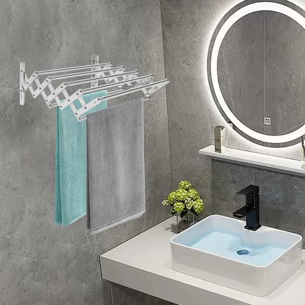 Tøjstativ, Væghængt, Pladsbesparende Design,Sølv