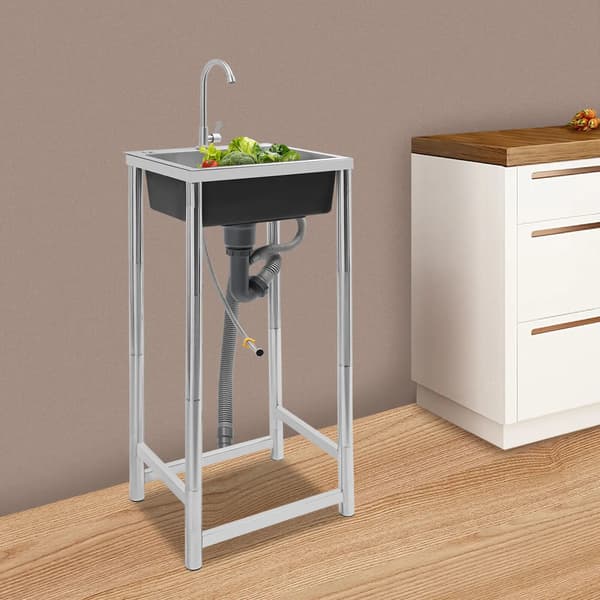 Verktygssink, Rostfritt Stål Konstruktion, Optimerad Avloppsdesign,Silver
