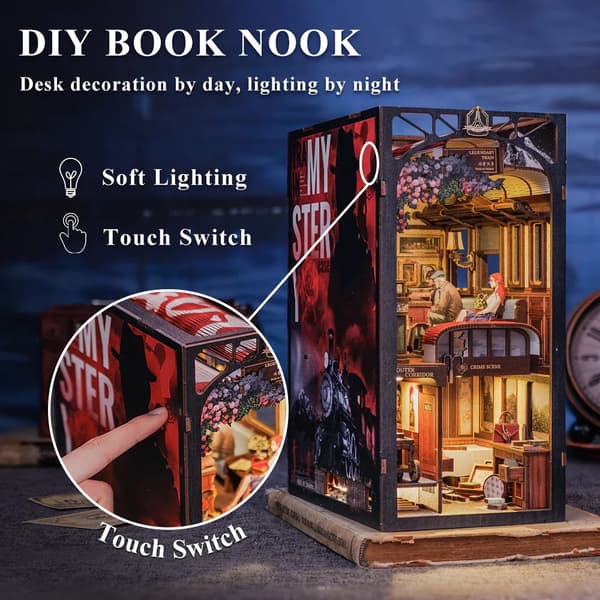 Dockhus, DIY Byggsats, Touch-ljusegenskap,Tåg Mysterium