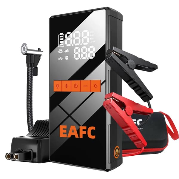 Bil Jump Starter, 1200A Toppström, Bärbar Luftkompressor, smart clip EVA1