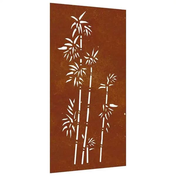 Havevæg Dekoation, Corten Stål, Bambus Design,Brun