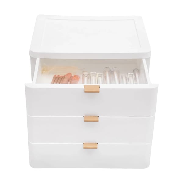 Opbevaringsboks, 3 Skuffer, Holdbart Design,HVID