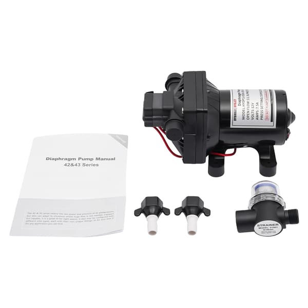 Membranpumpe, 3,0 GPM flowrate, 55 PSI tryk,sort, 12V
