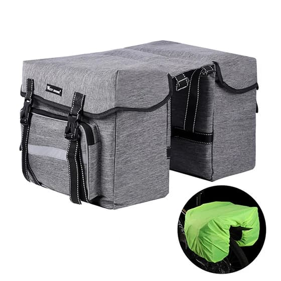 Dubbel Sides Cykelväska, 25L Kapacitet, Regnproof Design,Grå