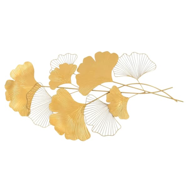 Vægdekoration, Elegant Metaldesign, Moderne Bladtema,Guld