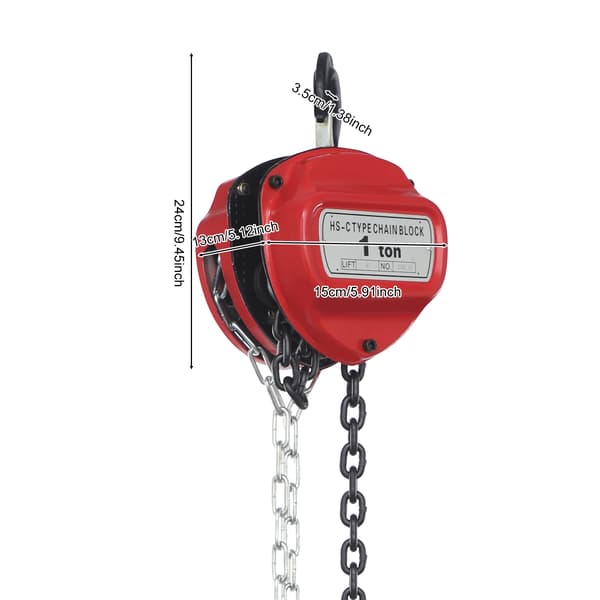 Handkedja, 1 ton lyftkapacitet, 6 meter lyfthöjd,Röd