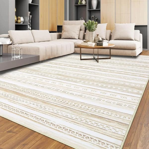 Område tæppe, vaskbart, blødt marokkansk design,Beige-a, 140x200cm