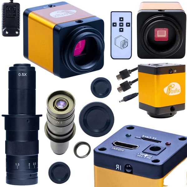 Mikroskop Sæt, HDMI Forbindelse, Professionel 12MP Kamera,2000X, sort