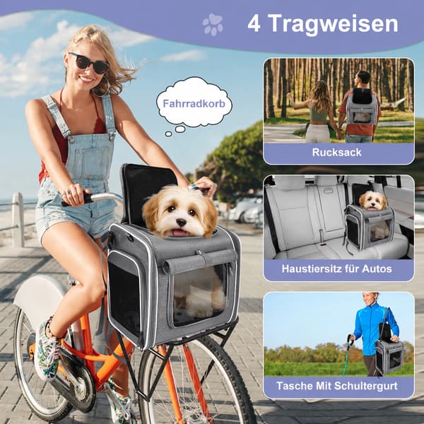Cykel kæledyrsbærer, letvægtsdesign, netvindue,MØRKE GRÅ