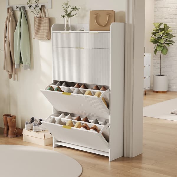 Sko Skab, Rummelig Opbevaring, Moderne Design,Hvid