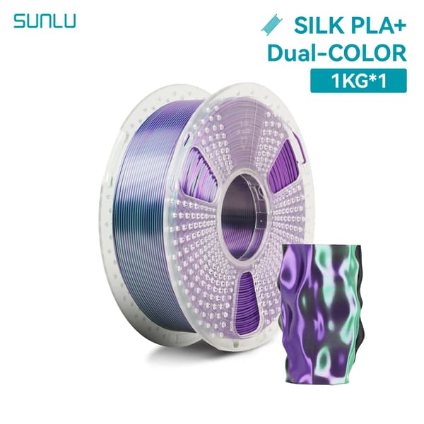 3D-printer filament, PLA+ silkemateriale, dual/triple farvemuligheder,SILK Grøn Lilla