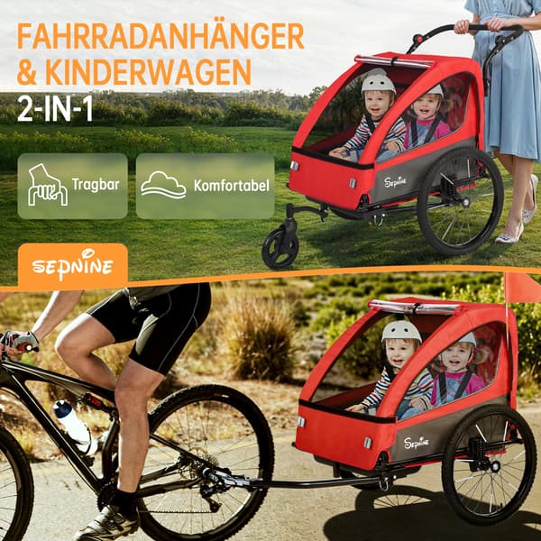 Barncykelvagn, Stötdämpande Däck, Fällbar Design,Svart